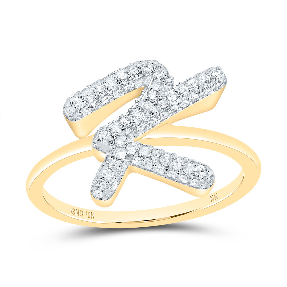 3/8CTW-DIA NK FASHION INITIAL "K"  RING 7 Daisy Joyeria