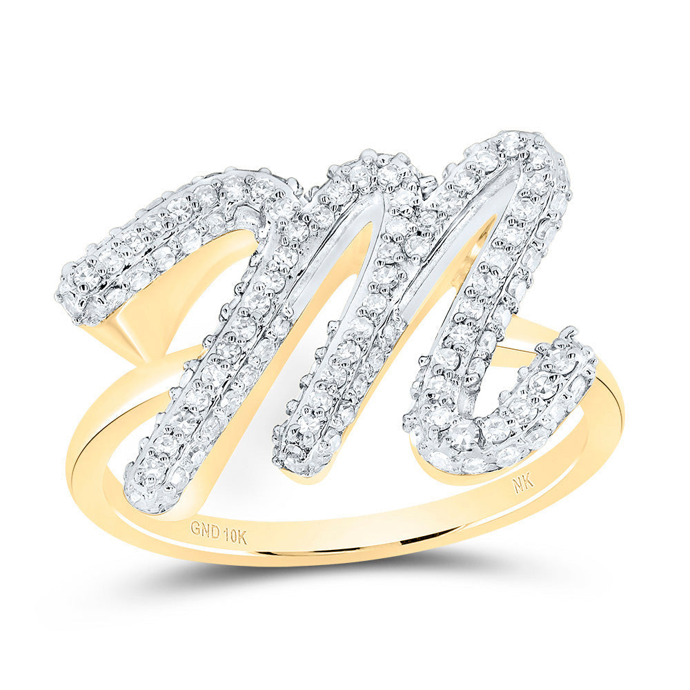 1/2CTW-DIA NK FASHION INITIAL "M"  RING 7 Daisy Joyeria