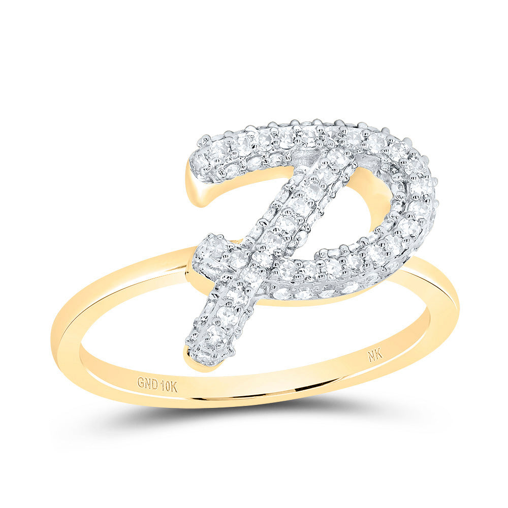 3/8CTW-DIA NK FASHION INITIAL "P"  RING 7 Daisy Joyeria