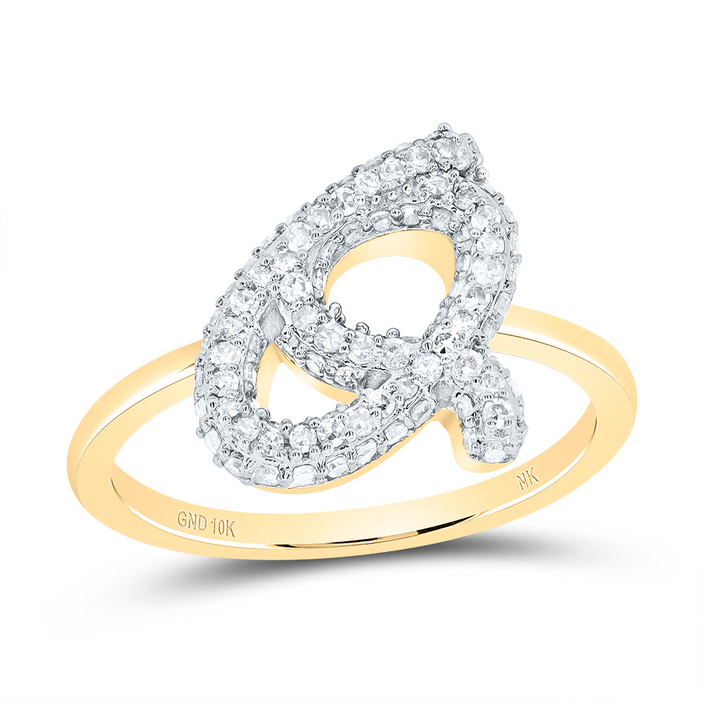 1/2CTW-DIA NK FASHION INITIAL "Q"  RING 7 Daisy Joyeria