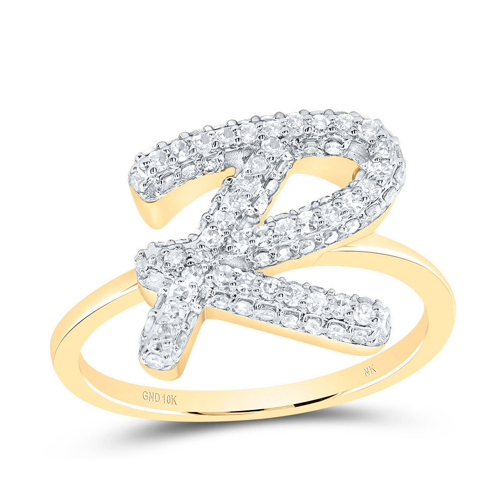 1/2CTW-DIA NK FASHION INITIAL "R"  RING 7 Daisy Joyeria