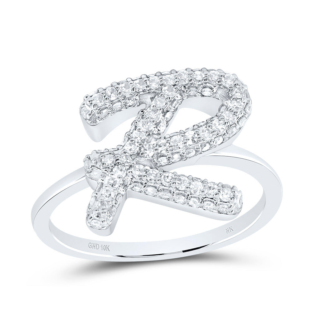 1/2CTW-DIA NK FASHION INITIAL "R"  RING 7 Daisy Joyeria