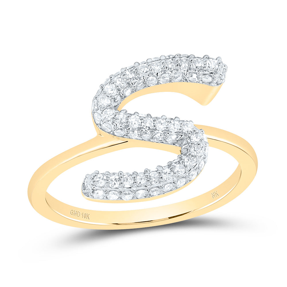 3/8CTW-DIA NK FASHION INITIAL "S"  RING 7 Daisy Joyeria