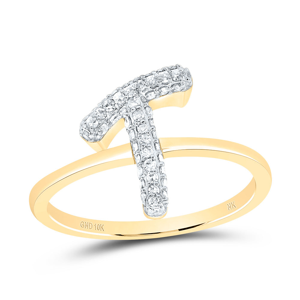 1/4 CTW-DIA NK FASHION INITIAL "T"  RING 7 Daisy Joyeria