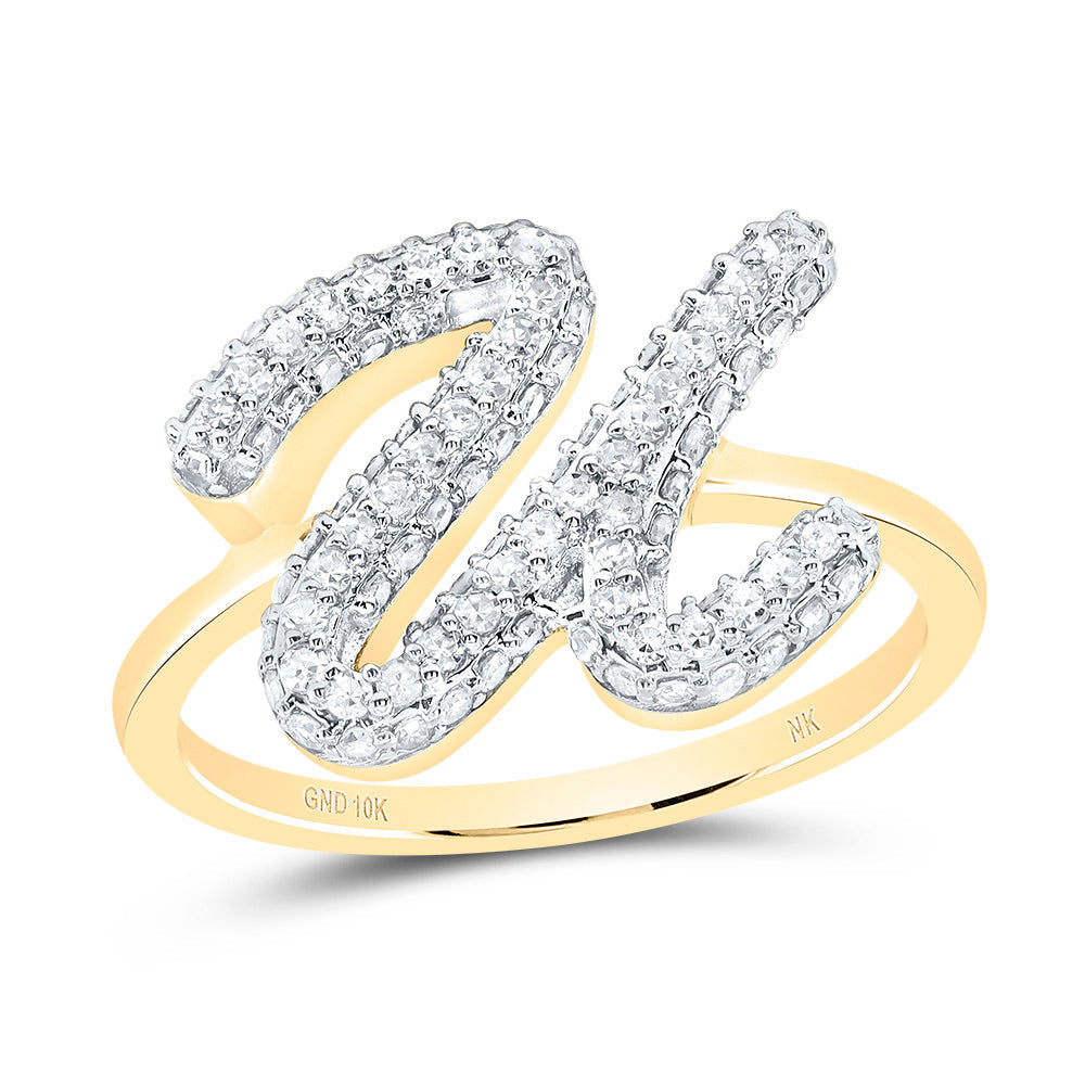 1/2CTW-DIA NK FASHION INITIAL "U"  RING 7 Daisy Joyeria