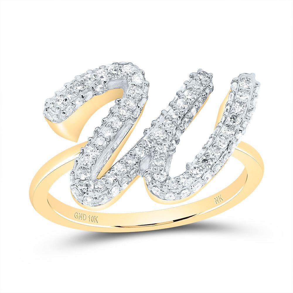 1/2CTW-DIA NK FASHION INITIAL "W"  RING 7 Daisy Joyeria