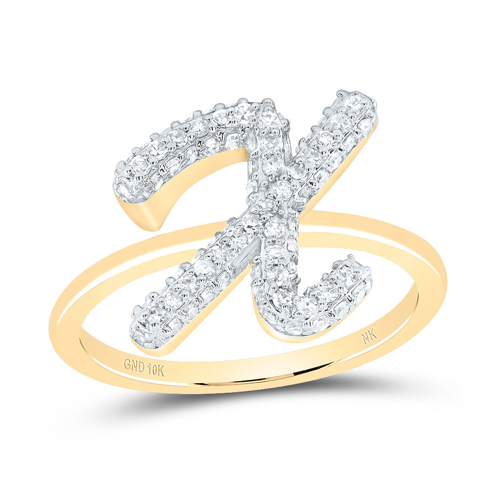 3/8CTW-DIA NK FASHION INITIAL "X"  RING 7 Daisy Joyeria