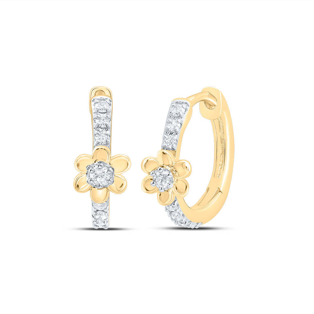 1/10CTW-DIA CN GIFT FLOWER HOOP EARRING Daisy Joyeria