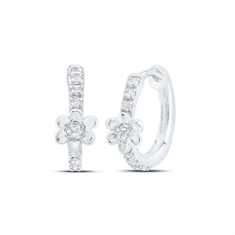 1/10CTW-DIA CN GIFT FLOWER HOOP EARRING Daisy Joyeria