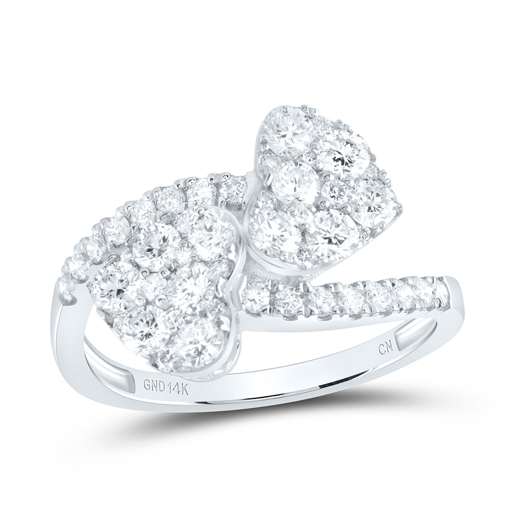 1 1/5CTW-NAT DIA CN FASHION HEART CUFF RING 7 Daisy Joyeria