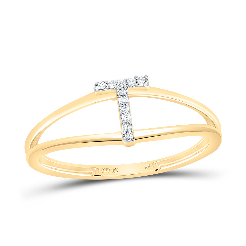 0.03CTW-DIA NK GIFT INITIAL "T" LADIES RING 7 Daisy Joyeria