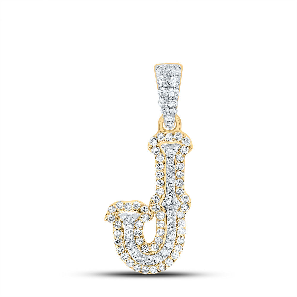 1/4CTW-NAT DIA NK FASHION INITIAL "J" PENDANT Daisy Joyeria