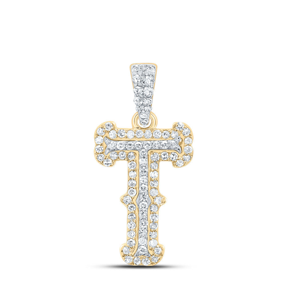 1/4CTW-NAT DIA NK FASHION INITIAL "T" PENDANT Daisy Joyeria