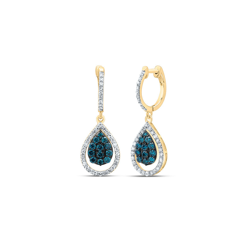 3/4CTW-DIA NK BLUE DIA FASHION PEAR DANGLING EARRING Daisy Joyeria