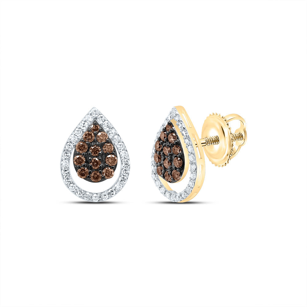 5/8CTW-DIA NK PEAR COGNAC NATURAL STUD EARRING Daisy Joyeria
