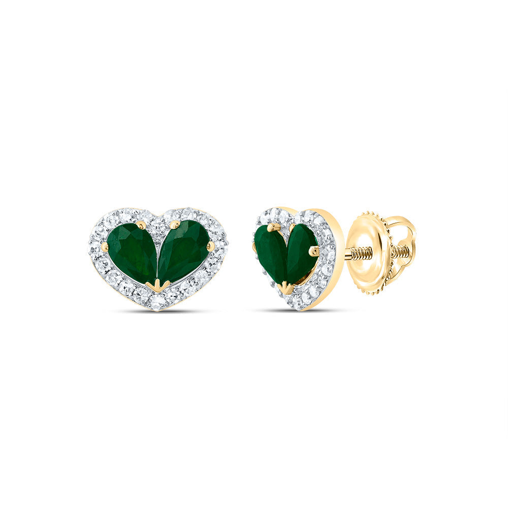 1/5CTW-NAT DIA CN 3/4CTW PS-EM NAT GEM HEART STUD EARRING Daisy Joyeria