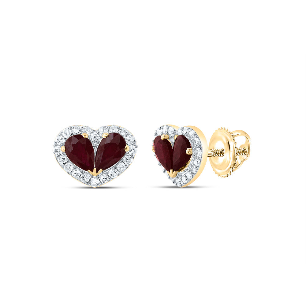 1/5CTW-NAT DIA CN 7/8CTW PS-RU NAT GEM HEART STUD EARRING Daisy Joyeria