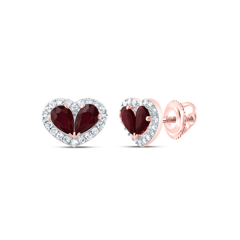 1/5CTW-NAT DIA CN 7/8CTW PS-RU NAT GEM HEART STUD EARRING Daisy Joyeria