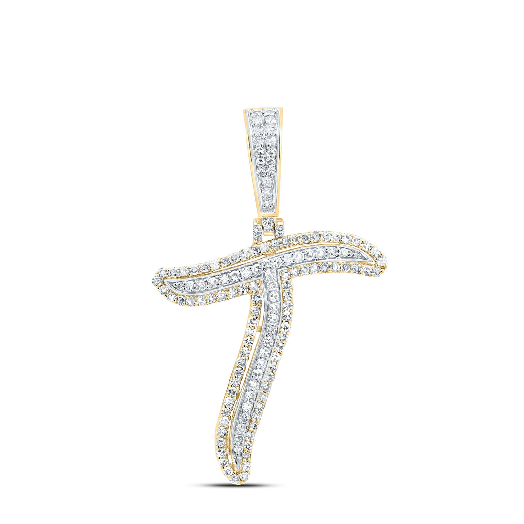 5/8CTW-DIA NK FASHION INITIAL "T" PENDANT Daisy Joyeria