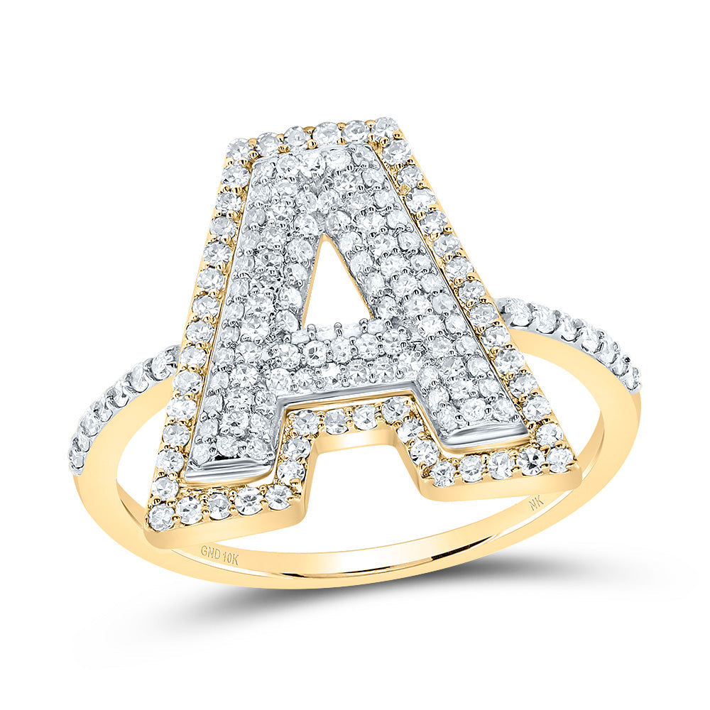 1/2CTW-DIA NK FASHION INITIAL "A" LADIES RING 7 Daisy Joyeria