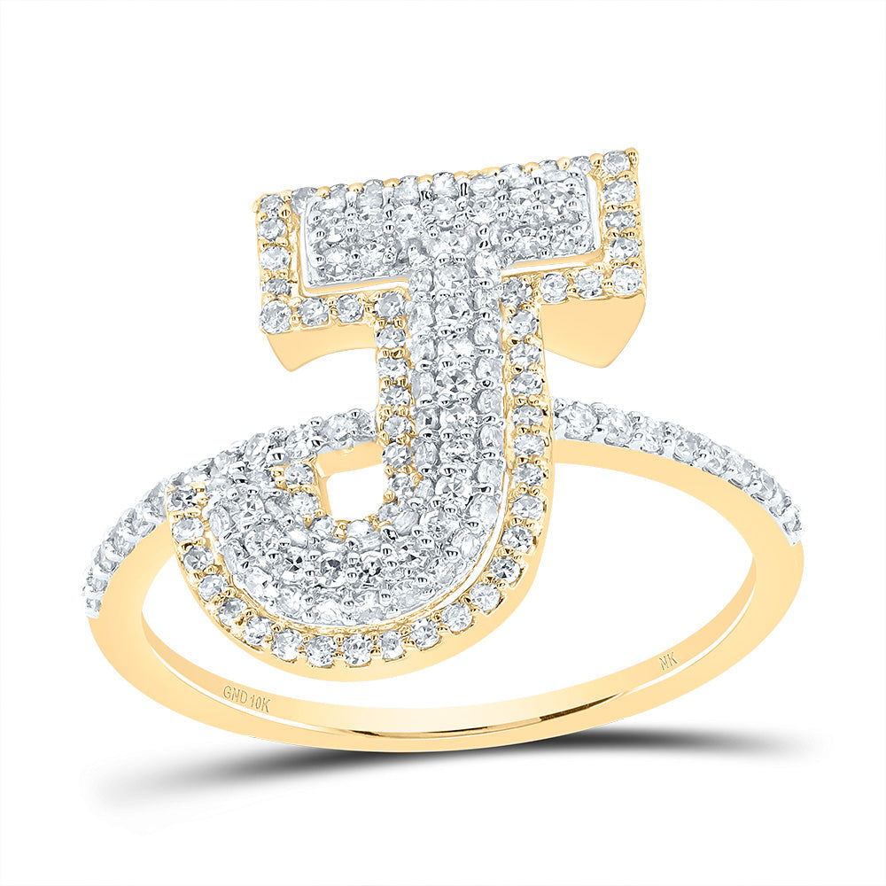1/2CTW-DIA NK FASHION INITIAL "J" LADIES RING 7 Daisy Joyeria