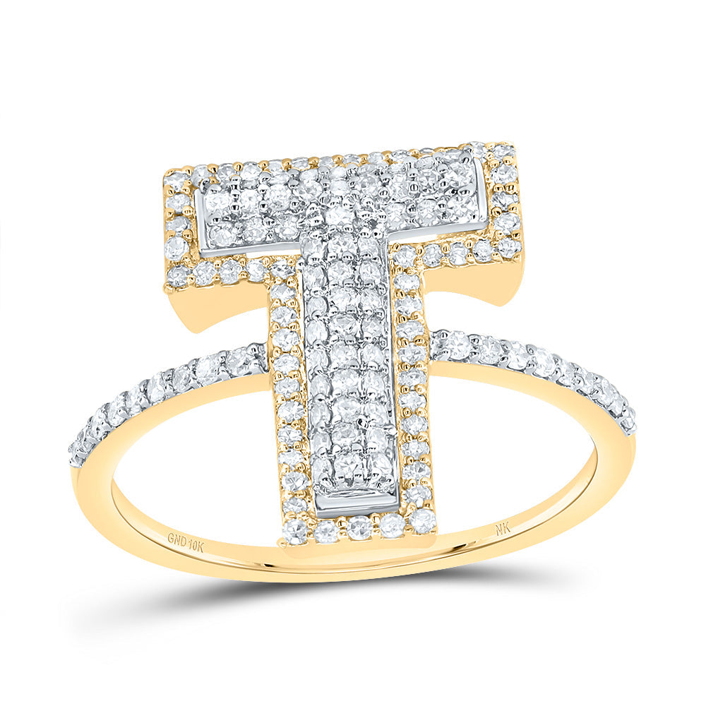 1/2CTW-DIA NK FASHION INITIAL "T" LADIES RING 7 Daisy Joyeria