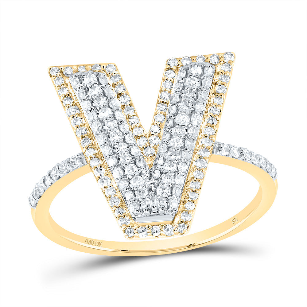 1/2CTW-DIA NK FASHION INITIAL "V" LADIES RING 7 Daisy Joyeria