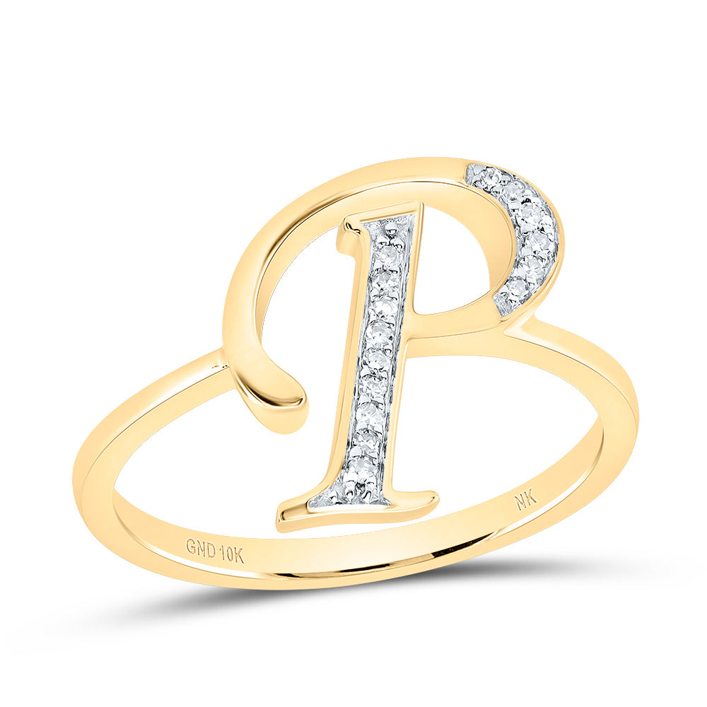 1/20CTW-DIA NK GIFT INITIAL "P" LADIES RING 7 Daisy Joyeria