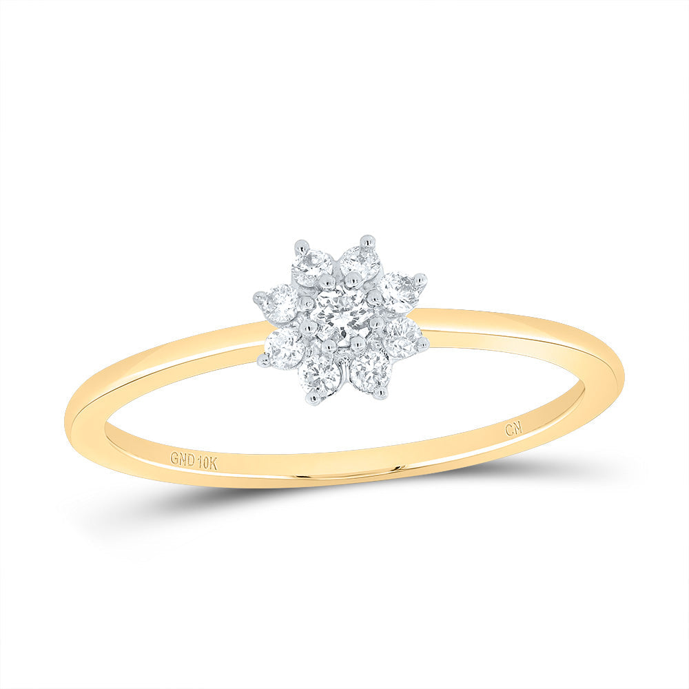 1/10CT-NAT DIA CN FLOWER FASHION LADIES RING 7 Daisy Joyeria