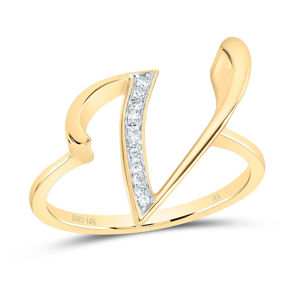 1/20CTW-DIA NK GIFT INITIAL "V" LADIES RING 7 Daisy Joyeria