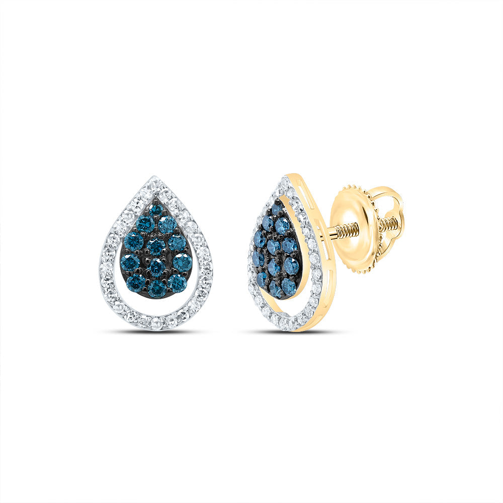 5/8CTW-DIA NK FASHION PEAR BLUE DIA STUD EARRING Daisy Joyeria
