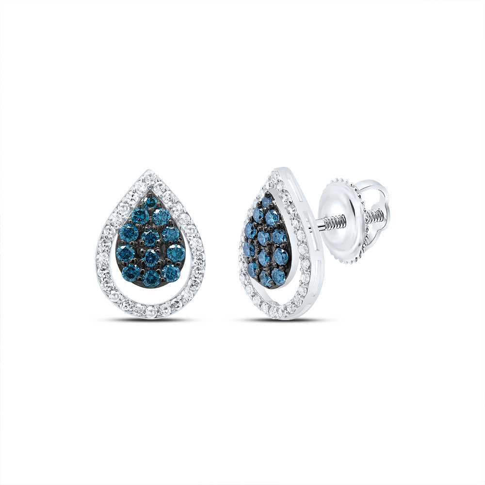 5/8CTW-DIA NK FASHION PEAR BLUE DIA STUD EARRING Daisy Joyeria