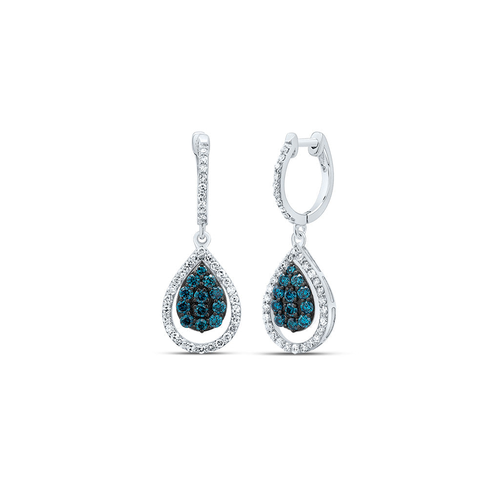3/4CTW-DIA NK BLUE DIA FASHION PEAR DANGLING EARRING Daisy Joyeria