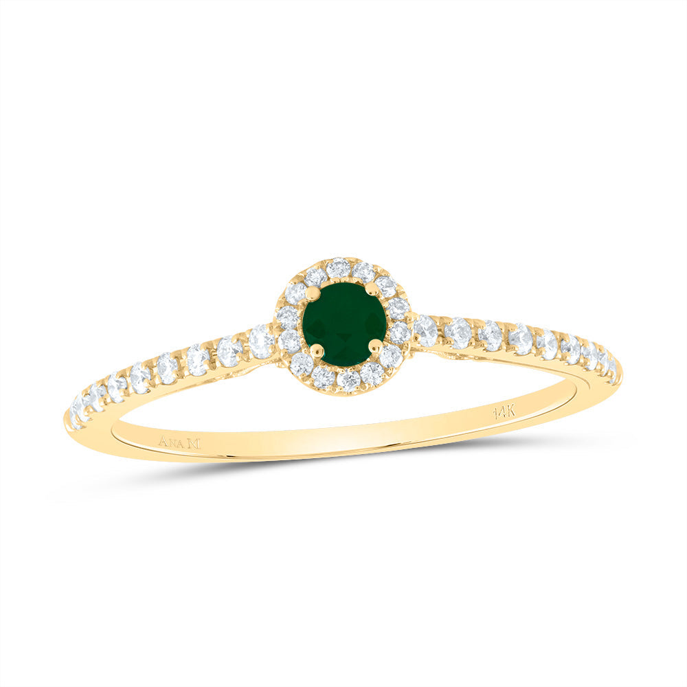 1/5CTW-DIA ANA M 3MM RD-EM NAT GEM ROUND RING 7 Daisy Joyeria