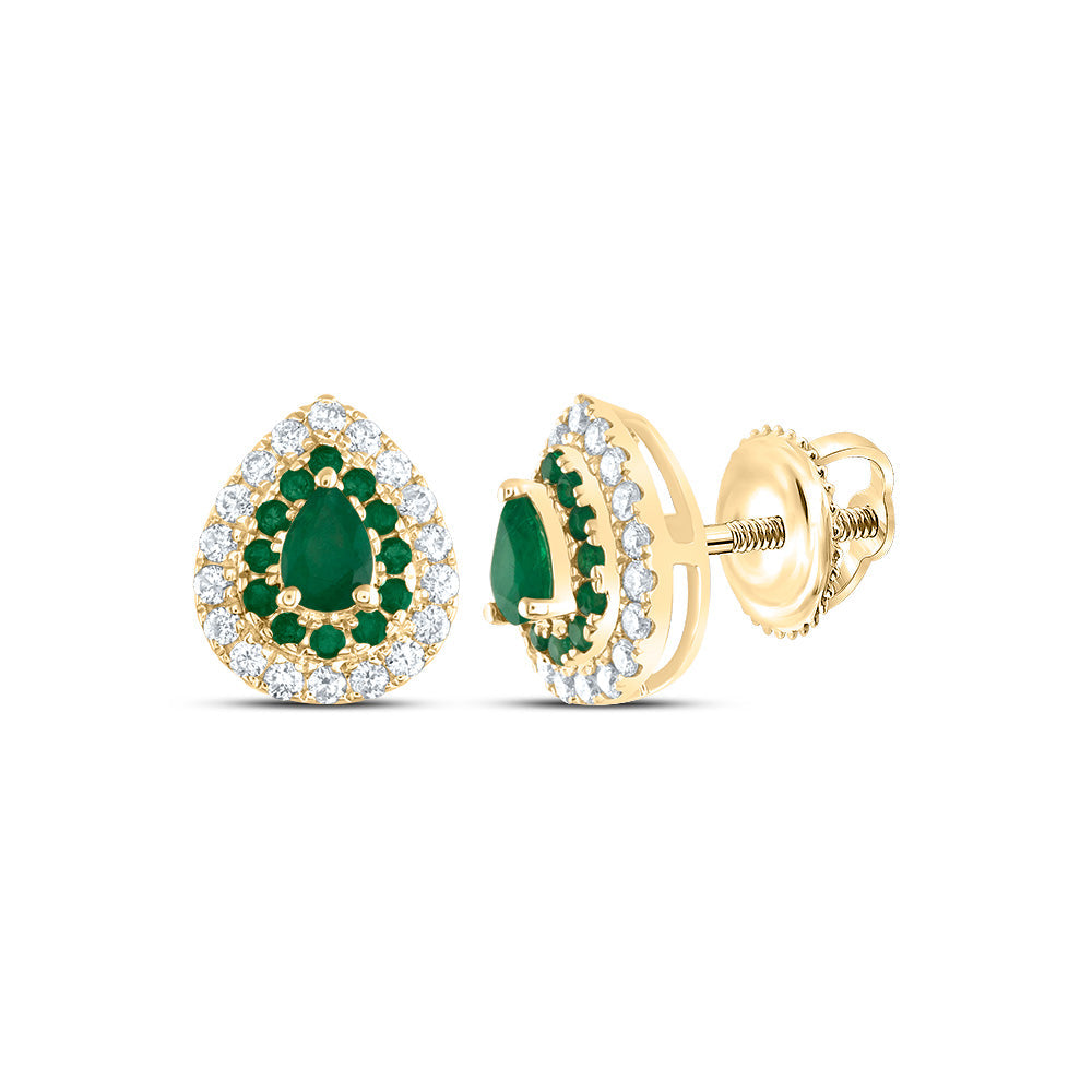 1/5CTW-DIA ANA M 1/10CTW-RD-EM, 4X3MM-PS-EM, NAT GEM PEAR STUD EARRING Daisy Joyeria