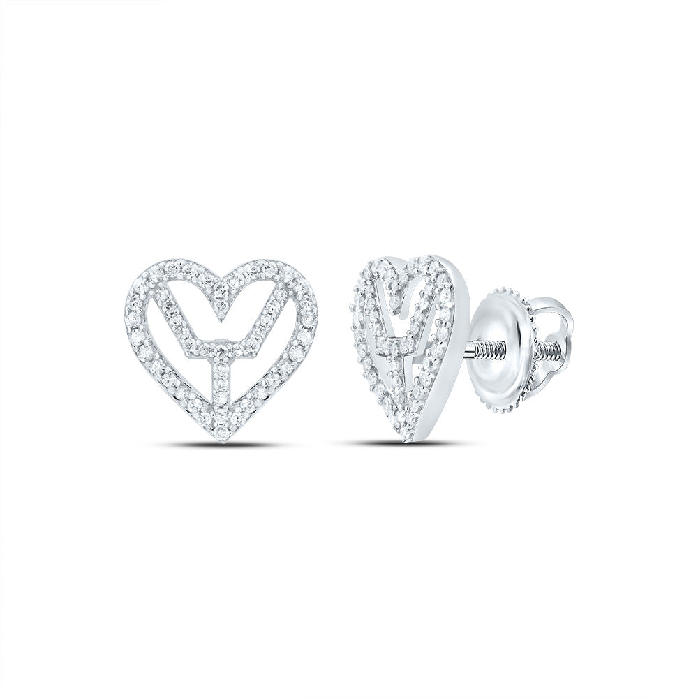 3/8CTW-DIA P1 GIFT HEART STUD EARRING Daisy Joyeria