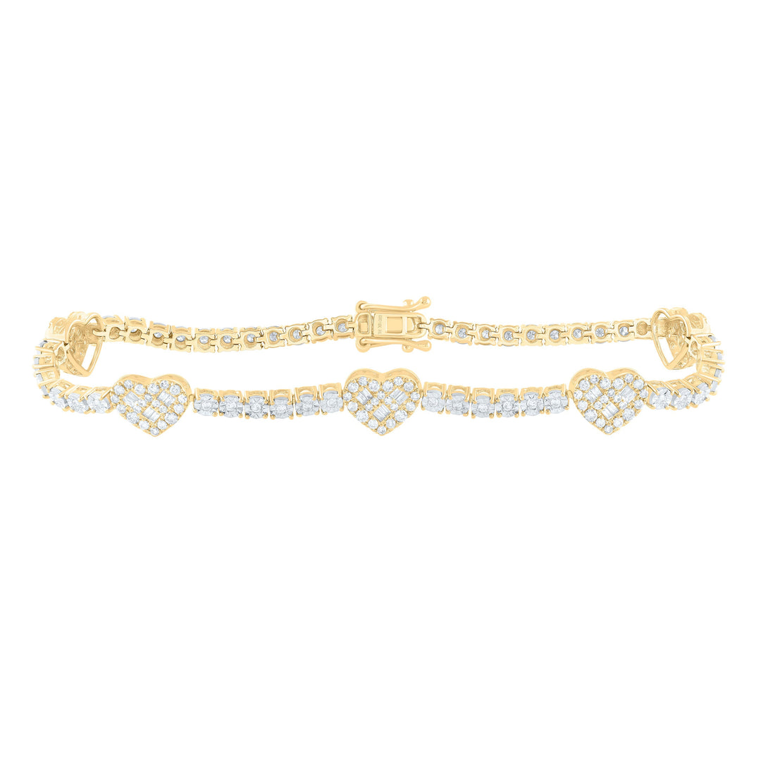 1CTW-NAT DIA NK FASHION HEART TENNIS BRACELET (7 INCH) Daisy Joyeria