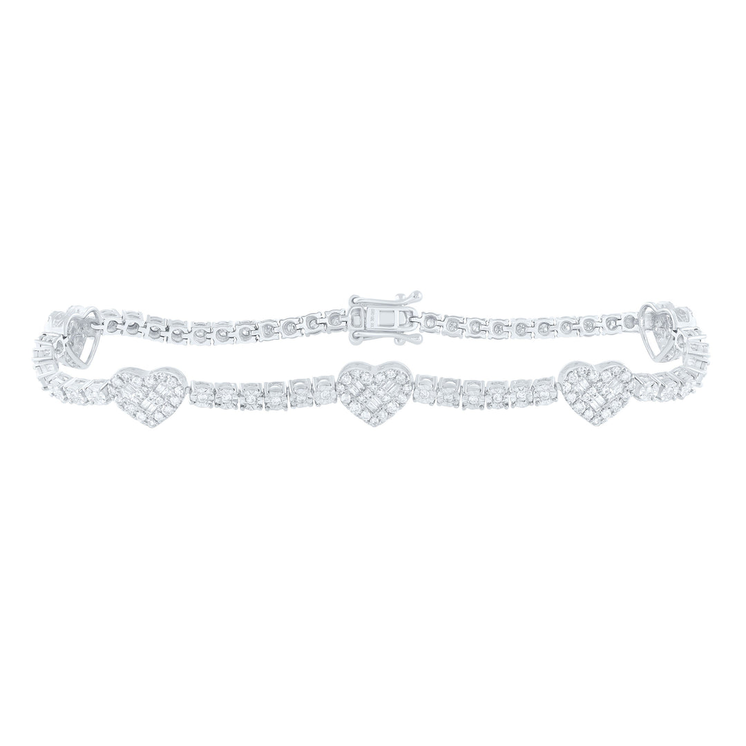 1CTW-NAT DIA NK FASHION HEART TENNIS BRACELET (7 INCH) Daisy Joyeria