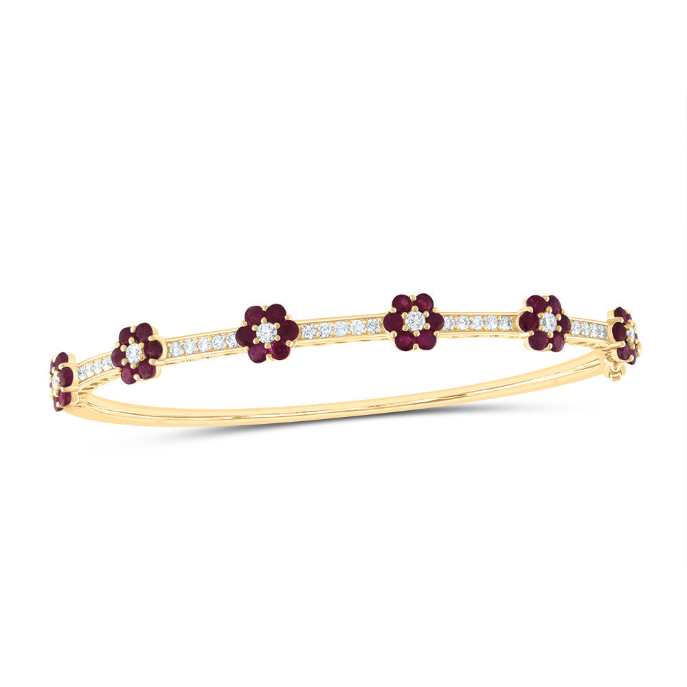 3/4CTW-DIA ANA M 1 7/8CTW-RD-RU NAT GEM FLOWER BANGLE (62X53) Daisy Joyeria