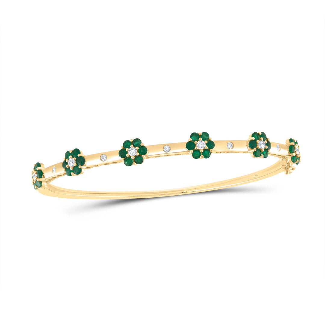 3/8CTW-DIA ANA M 1 5/8CTW-RD-EM NAT GEM FLOWER BANGLE (62X53) Daisy Joyeria