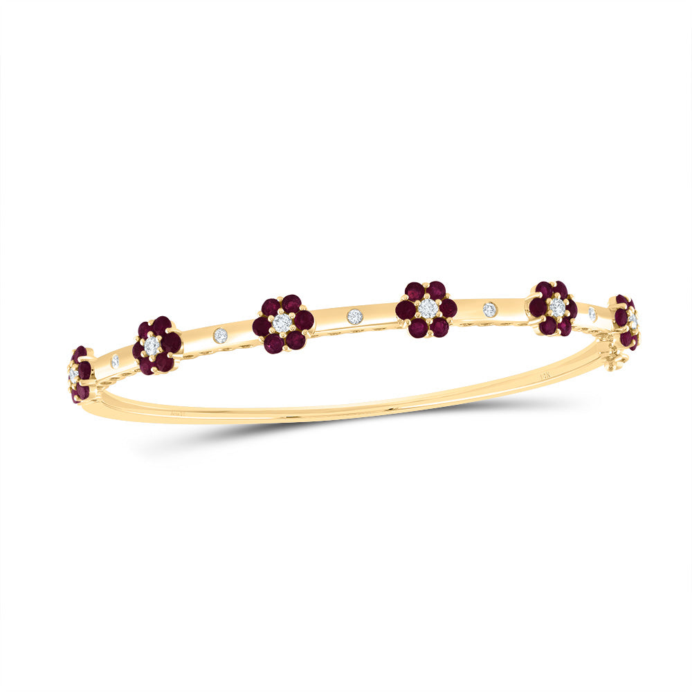 3/8CTW-DIA ANA M 1 3/4CTW-RD-RU NAT GEM FLOWER BANGLE (62X53) Daisy Joyeria