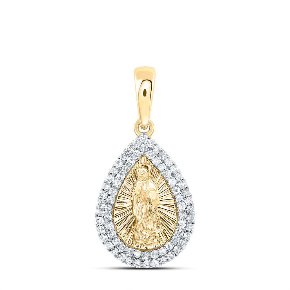 1/4CTW-DIA NK FASHION VIRGIN MOTHER MARY PEAR PENDANT Daisy Joyeria