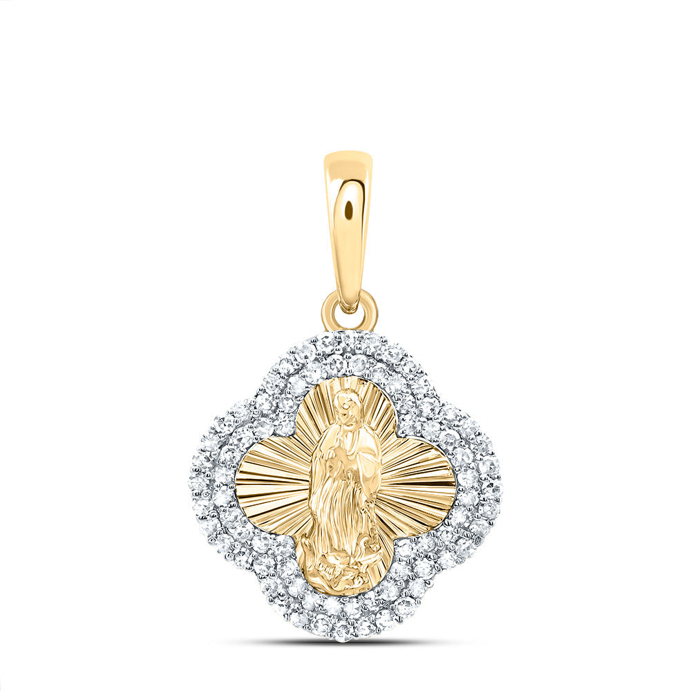 1/3CTW-DIA NK FASHION VIRGIN MOTHER MARY CLOVER PENDANT Daisy Joyeria