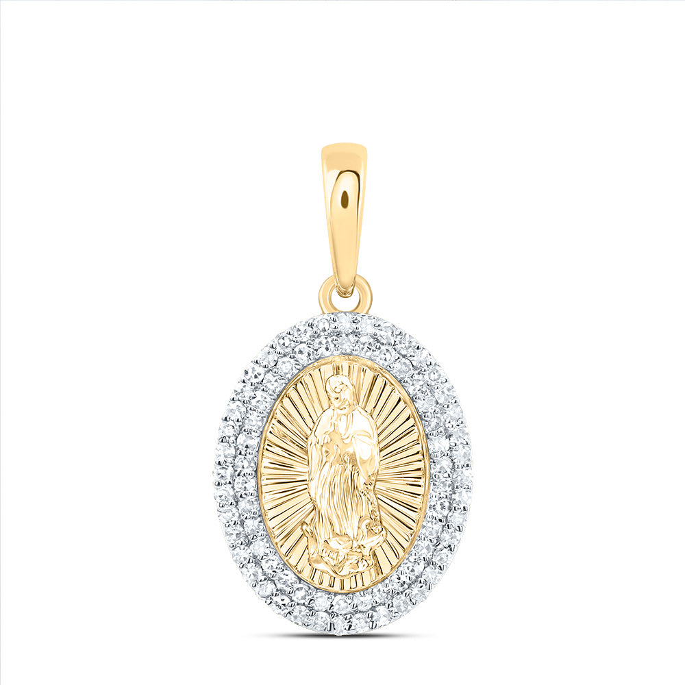 1/3CTW-DIA NK FASHION VIRGIN MOTHER MARY OVAL PENDANT Daisy Joyeria