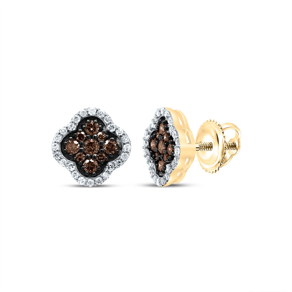 1/2CTW-DIA P1 GIFT COGNAC NATURAL CLOVER STUD EARRING Daisy Joyeria