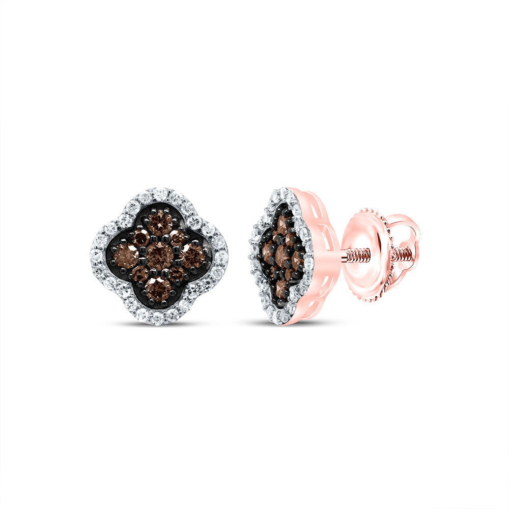 1/2CTW-DIA P1 GIFT COGNAC NATURAL CLOVER STUD EARRING Daisy Joyeria