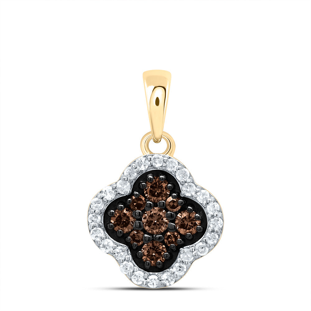1/4CTW-DIA P1 GIFT COGNAC NATURAL CLOVER PENDANT Daisy Joyeria