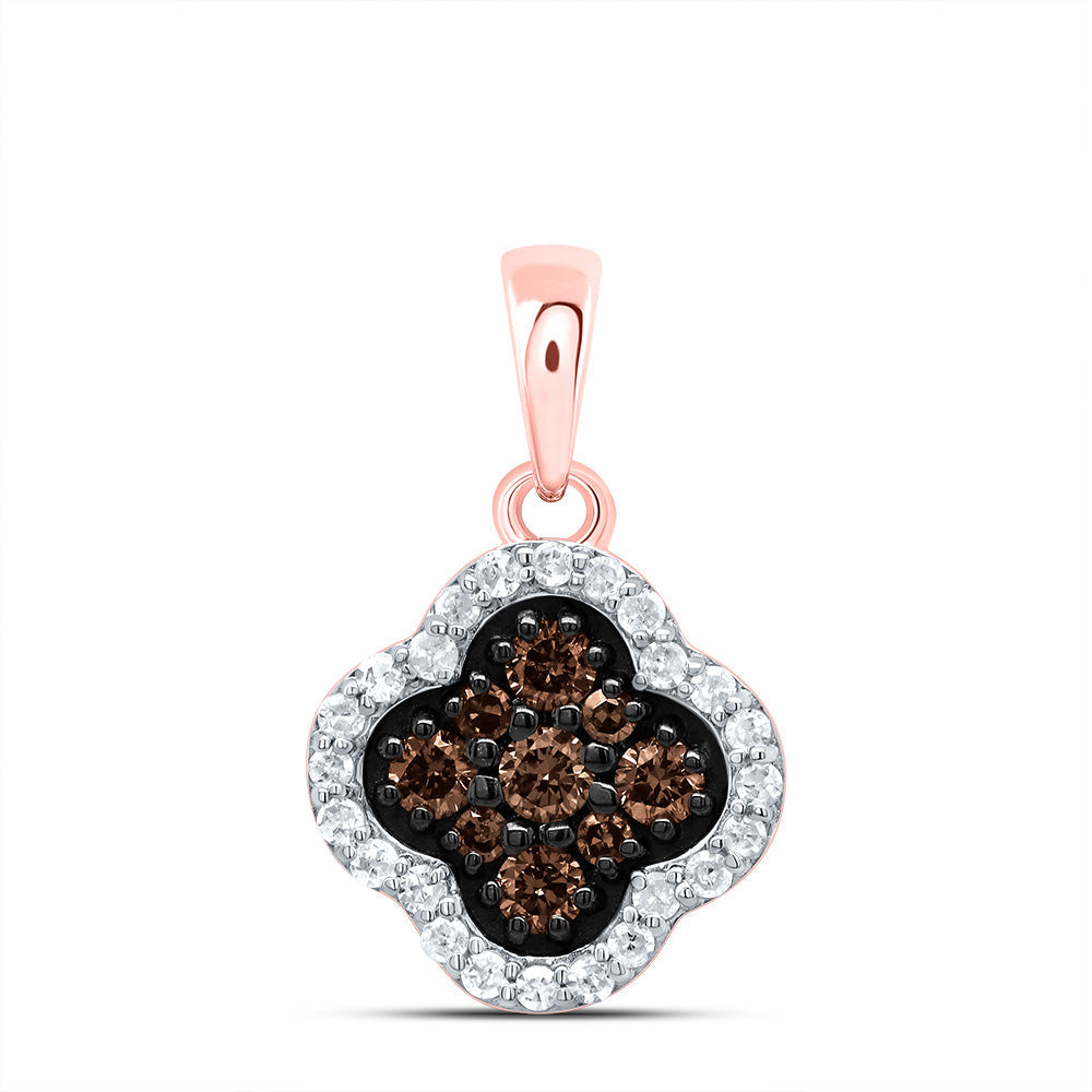 1/4CTW-DIA P1 GIFT COGNAC NATURAL CLOVER PENDANT Daisy Joyeria