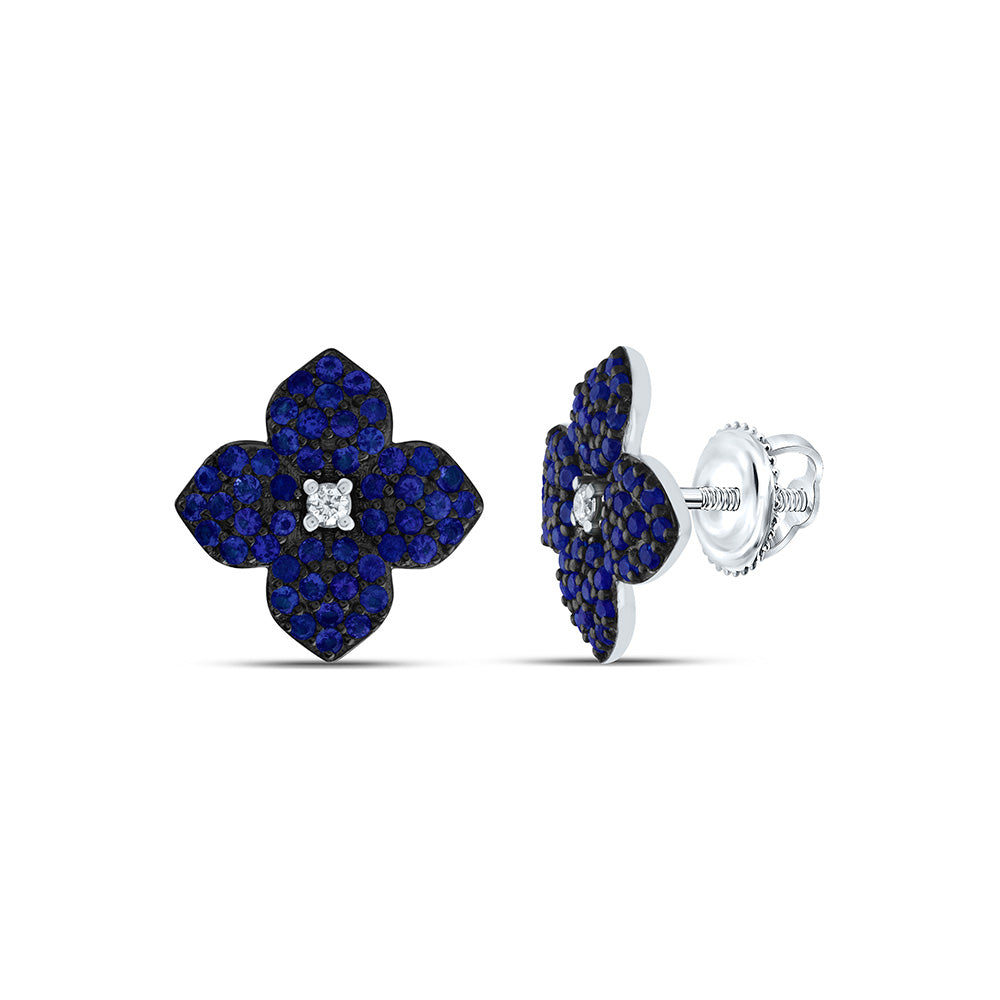 0.03CTW-DIA ANA M 1/2CTW-RD-BS NAT-GEM FLOWER STUD EARRING Daisy Joyeria