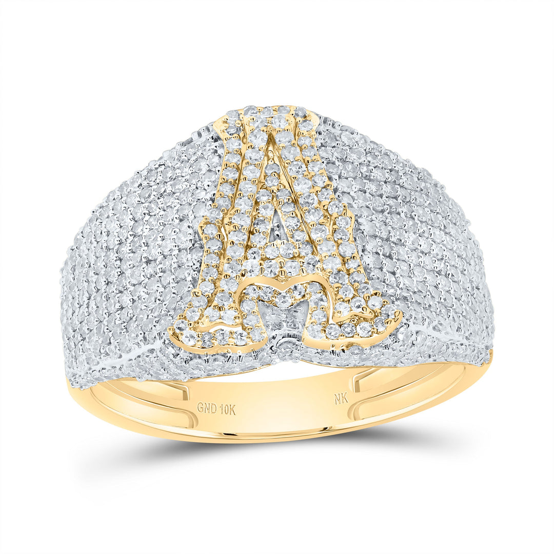 1 5/8CTW-DIA NK INITIAL "A" MEN'S RING 10 Daisy Joyeria